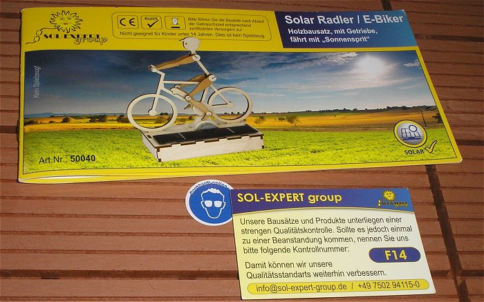 hq2 Bausatz unvollständig? Solar-Radler Solarzelle Motor Sol Expert 50040  EAN 4037373500406