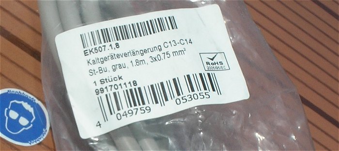hq2 11x Kaltgeräte-Verlängerung Stecker Kupplung Buchse 1,8m Kabel EAN 4049759053055
