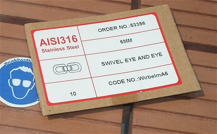 hq3 13x Wirbel Drehwirbel Auge Auge Edelstahl 6mm AISI316 53356