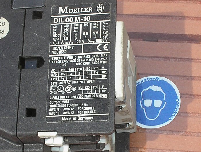 hq1 Schütz 230V Volt AC 3S1Ö Schließer Öffner Moeller DIL00 M-10