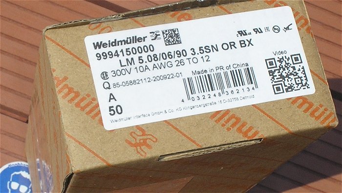 hq5 ca 50x Printklemme 2x3=6polig Weidmüller LM 5.08 06 90 3.5SN OR BX EAN 4032248362134