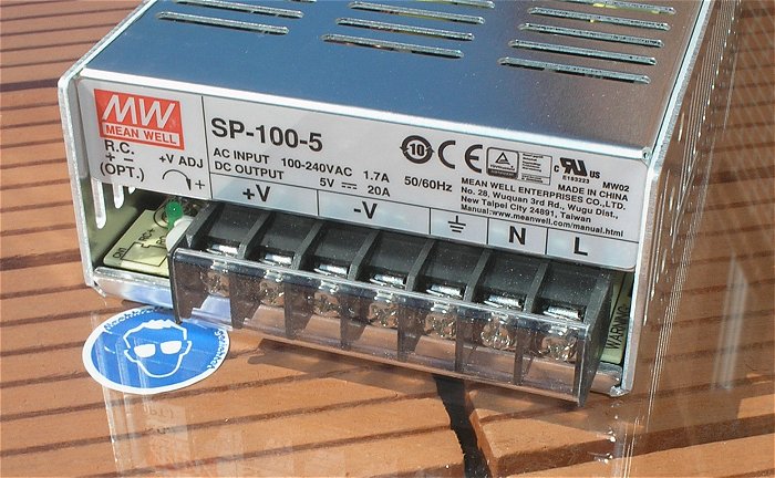 hq2 Netzteil 230V Volt AC auf 5V DC 20A Ampere MW Meanwell SP-100-5 EAN 4021087013147