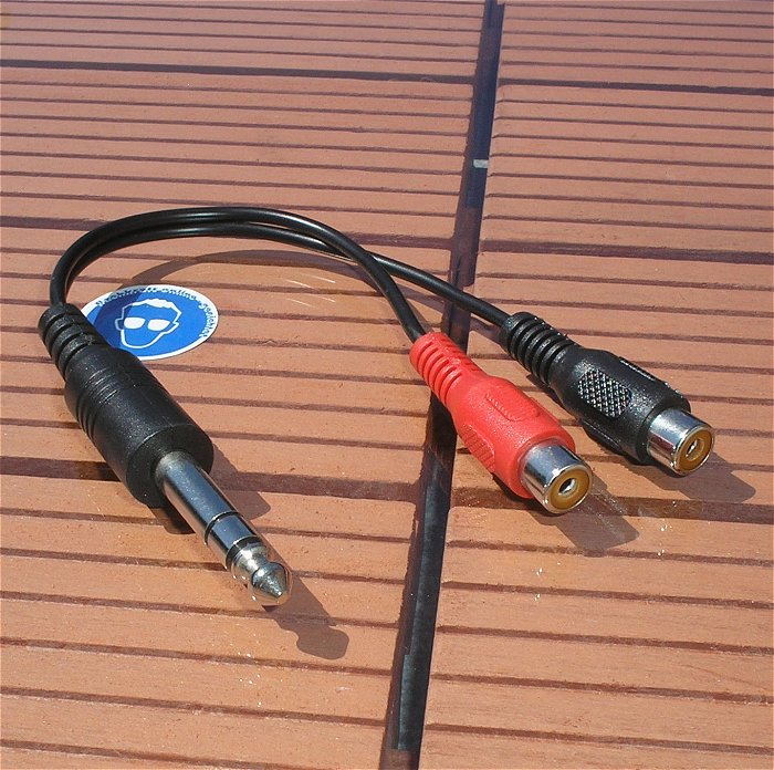 hq 2 Adapter Kabel Klinke Klinkenstecker 6,35mm stereo Cinch Buchse rot schwarz L R