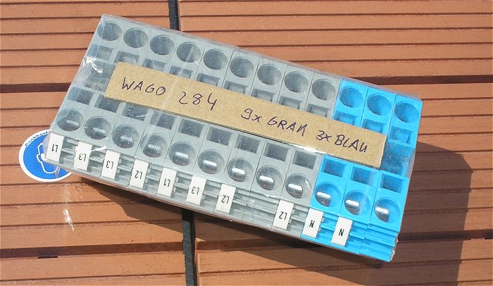 hq3 9x Klemmen Reihenklemmen Durchgangsklemmen 10mm² grau 3x blau N Wago 284