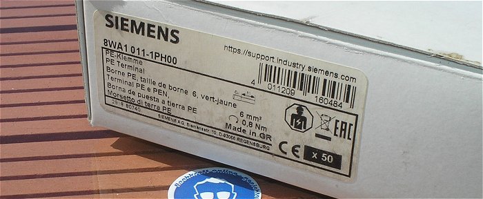 hq3 18x Klemme Reihenklemme 6mm² PE Schutzleiter Siemens 8WA1011-1PH00 EAN 4011209160484