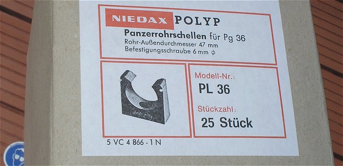 hq5 25x Rohrschelle Panzerrohrschelle PG 36 PG36 f 47mm Rohr Niedax Polyp PL 36 PL36