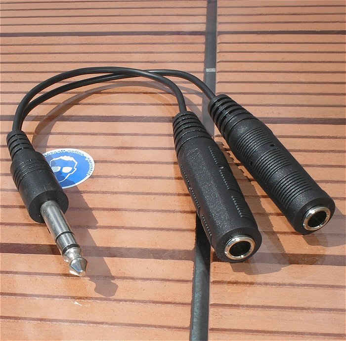 hq 2x Y-Kabel Klinke 6,3mm Stereo Stecker Steckverbinder auf 2x Buchse Kupplung