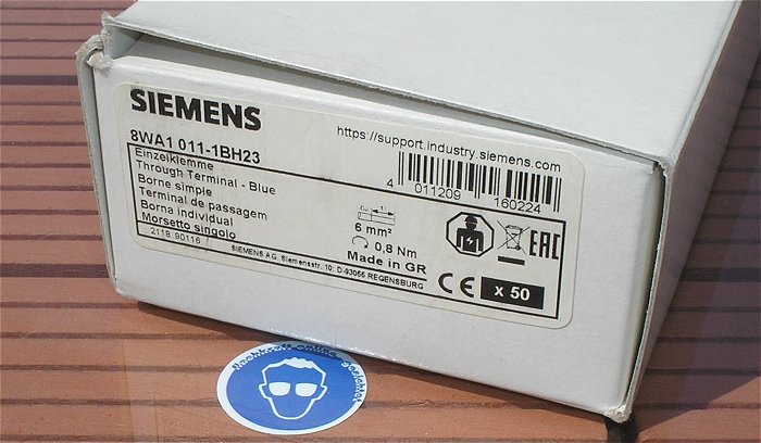 hq3 50x Klemme Reihenklemme 6mm² N blau Siemens 8WA1 011 8WA1011-1BH23 EAN 4011209160224
