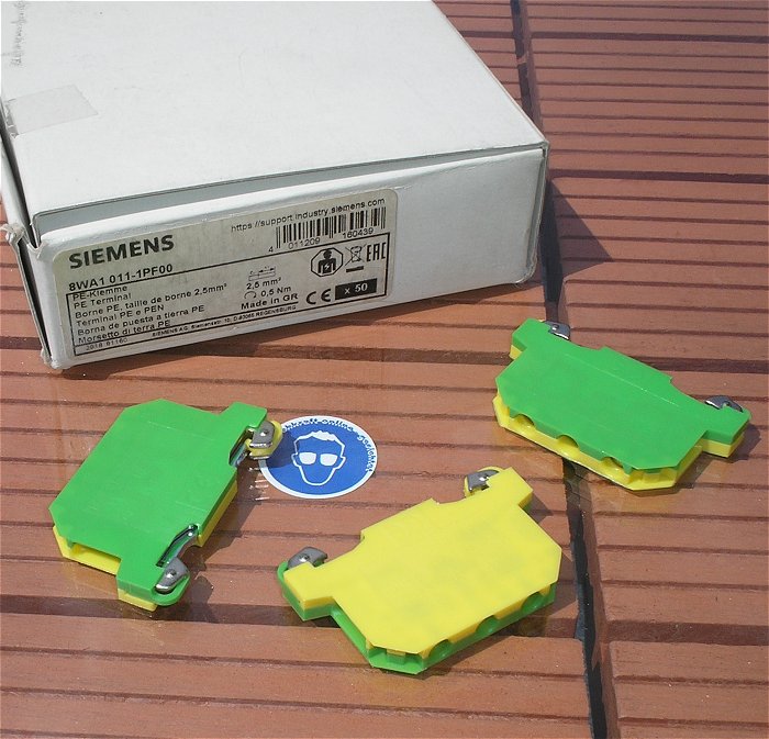 hq 50x Reihenklemme 2,5mm² PE Siemens 8WA1 011 8WA1011-1PF00 EAN 4011209160439