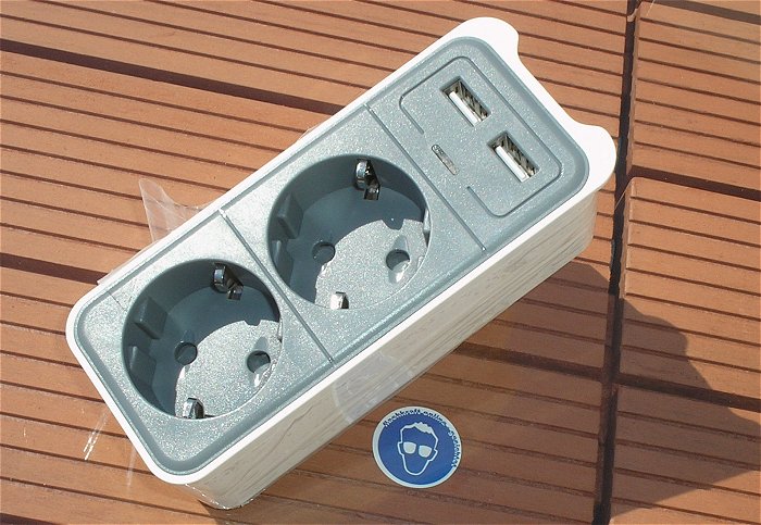 hq1 Steckdose 2fach Zwischenstecker 16A + 2x USB Port 5V 1,2A Caliber EAN 8714505046266