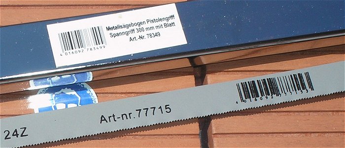 hq4 Bügelsäge Metallsäge Feinsäge Handsäge mit 300mm Blatt HSS 78349  EAN 4016092783499