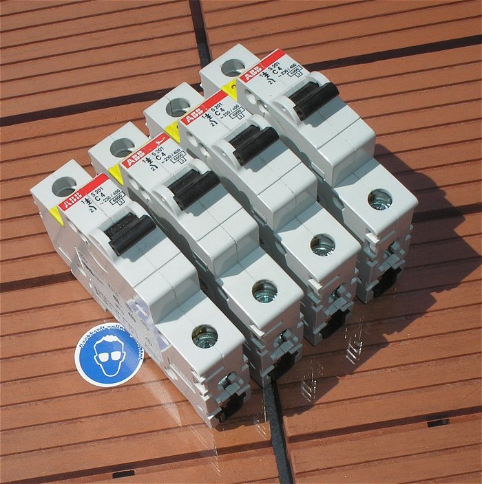 hq 4x Leitungsschutzschalter LS Automat Sicherung C4 A Ampere ABB S201  EAN 4016779523349