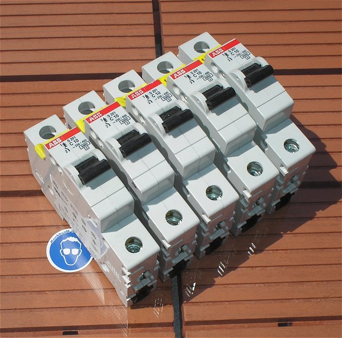 hq 5x Leitungsschutzschalter LS Automat Sicherung C10 A Ampere ABB S201  EAN 4016779464208