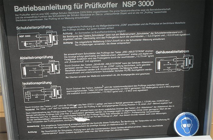 hq8 Prüfkoffer Schutzleiterprüfung Ableitstromprüfung Isolationsprüfung NSE NSP-3000 