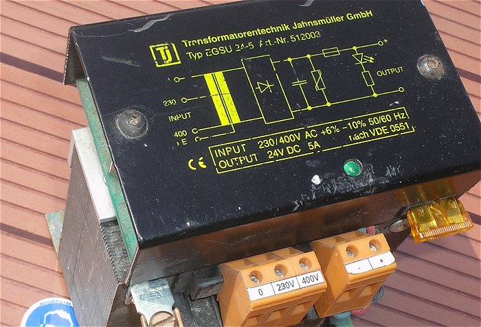 hq3 Transformator Netzteil 230 oder 400V AC auf 24V DC 5A Jahnsmüller EGSU 24-5