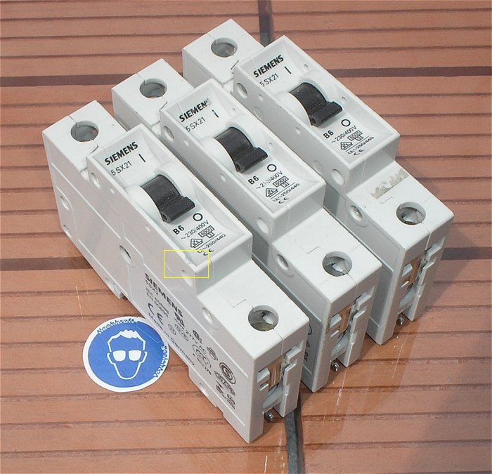 hq 3x Leitungsschutzschalter LS Automat Sicherung B6 A Ampere 1polig Siemens 5SX21