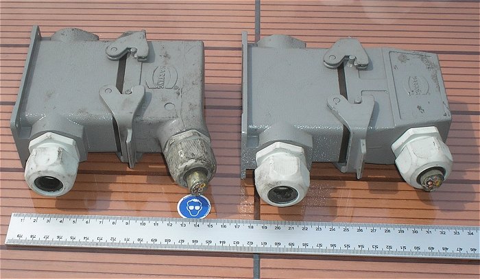 hq3 2x Steckverbinder Stecker Tüllengehäuse 2x Anbau Buchse 6polig Harting Han6 HsB