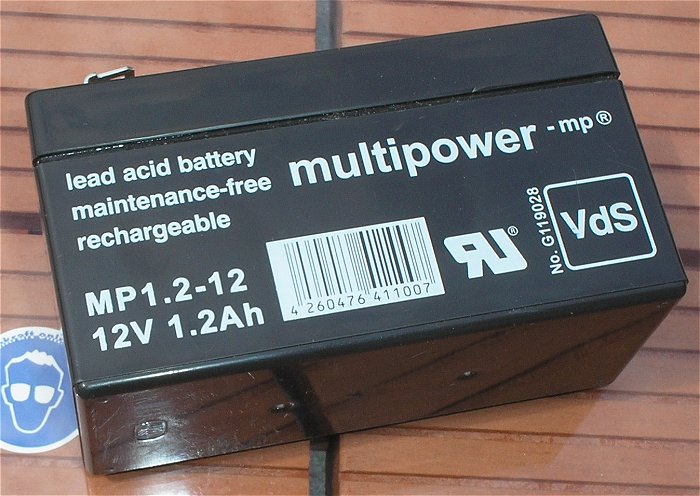 hq2 Blei Bleivlies Akku Akkumulator 12V Volt 1,2Ah Multipower MP1.2-12 EAN 4260476411007
