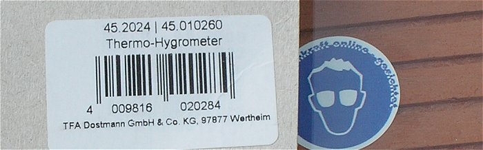 hq1 2x Raumklima Thermometer Hygrometer analog TFA Dostmann 45.2024 EAN 4009816020284