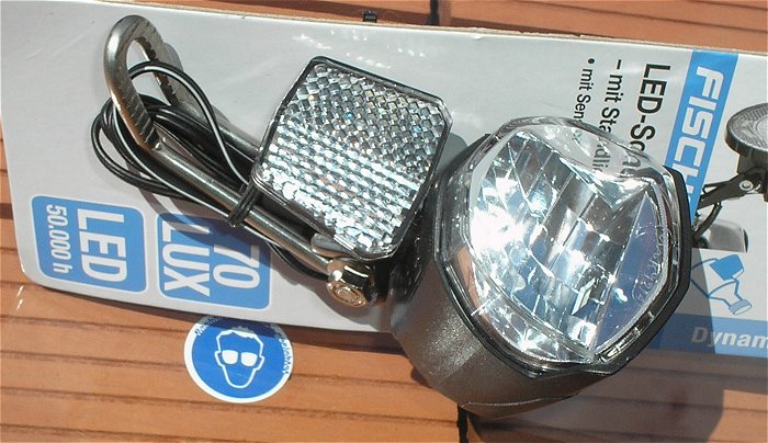 hq2 Frontlicht LED Scheinwerfer 70Lux für Fahrrad Dynamo Fischer 85355 EAN 4008153853555