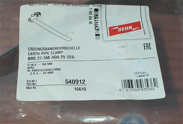 hq1 4 Stück Erdungsbandrohrschellen 26,9-168mm 2x 4-25mm² Dehn 540912 EAN 4013364035362