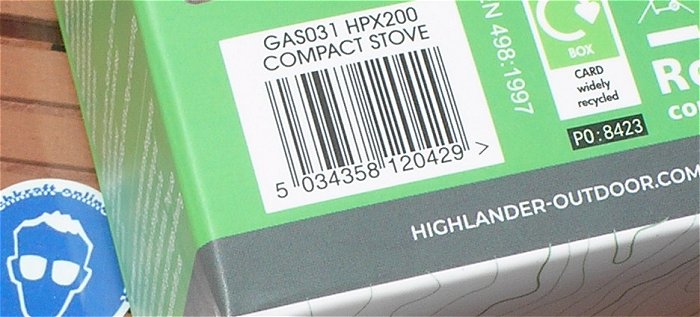 hq3 Gaskartusche Kocher Aufsatz Highlander GAS031 HPX200 Compact Stove EAN 5034358120429