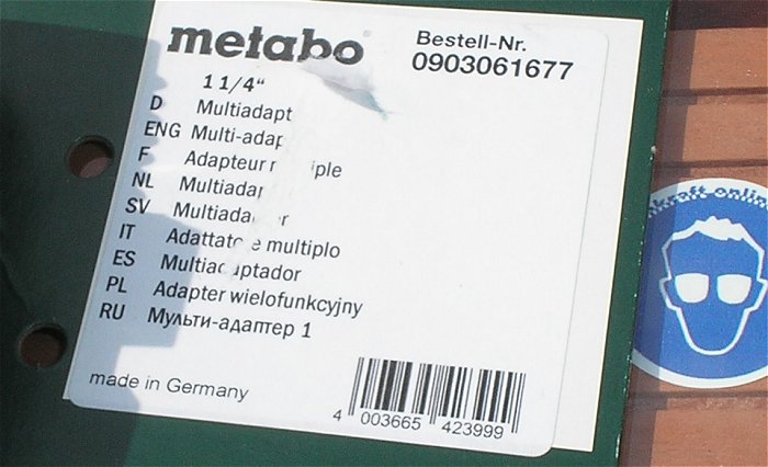 hq1 Schlauch-Adapter Multiadapter 1 1⁄4“ AG ⁄ IG Metabo 0903061677 EAN 4003665423999