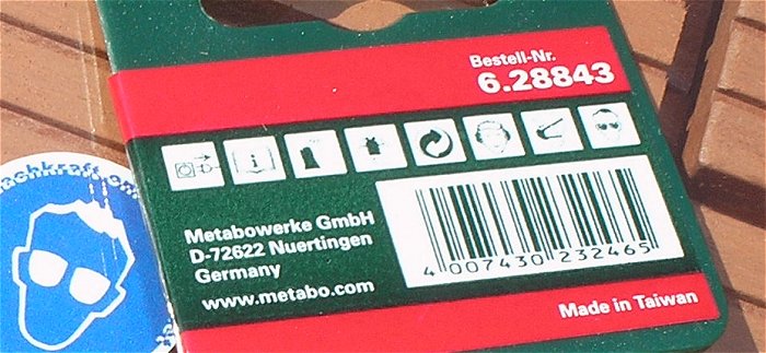 hq1 Einsatz 1⁄4“ Sechskant auf Steckschlüssel 8mm Metabo Impact 628843 EAN 4007430232465