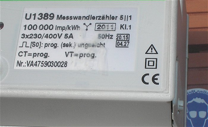 hq5 Energiezähler Messwandlerzähler 3x 230V⁄400V 5A Gossen Metrawatt U1389 G1Q1U6V2