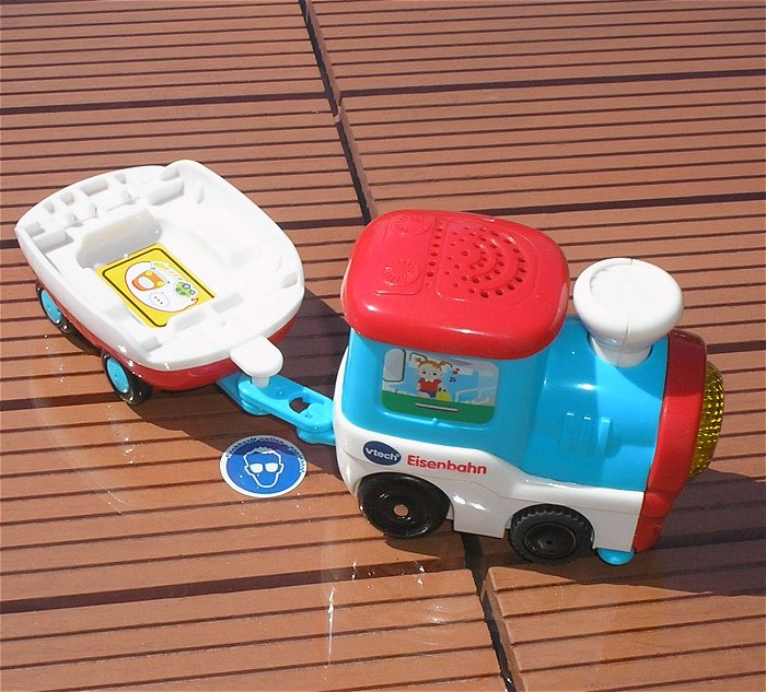 hq Spielzeug Zug Lokomotive mit Wagen Ton und Antrieb Vtech Tut Tut Eisenbahn