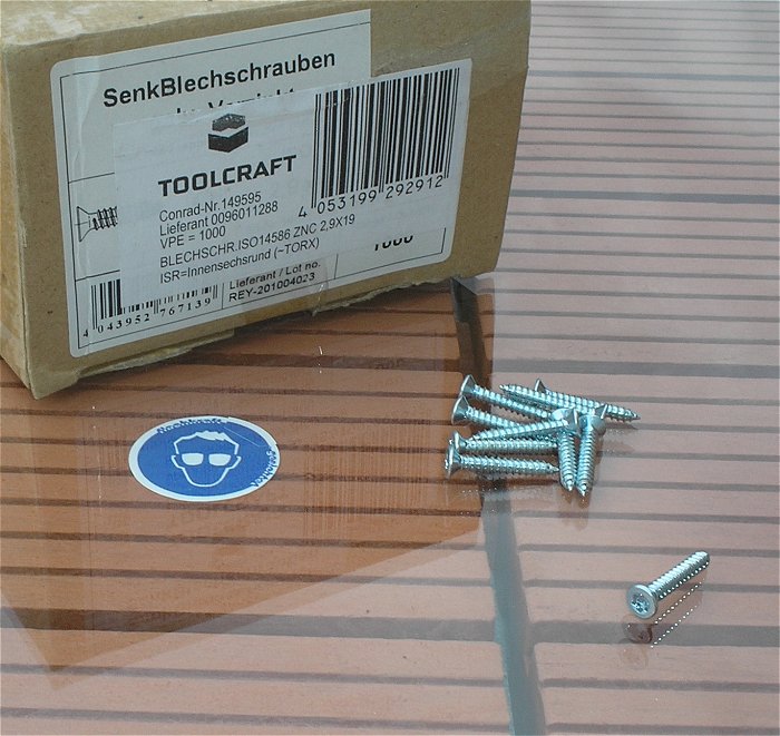 hq ca 1000x Senkschraube Blechschraube 2,9x19 mm Torx verzinkt EAN 4053199292912