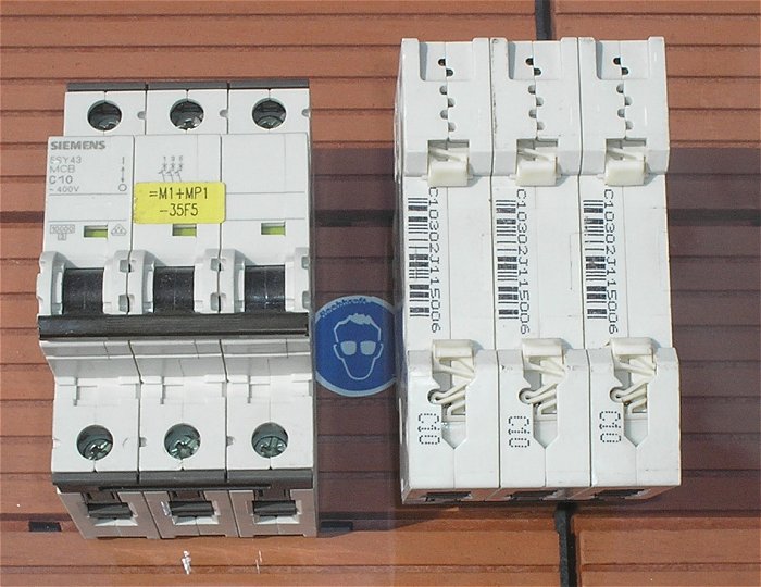 hq1 Leitungsschutzschalter LSS Automat Sicherung C10 A Ampere 3polig Siemens 5SY43