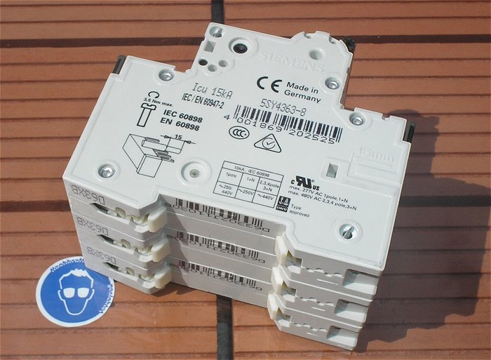 hq2 Leitungsschutzschalter LS Automat Sicherung D63 A Ampere 3polig Siemens 5SY43