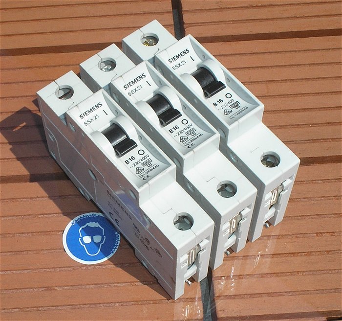 hq 3x Leitungsschutzschalter LS Automat Sicherung B16 A Ampere 1polig Siemens 5SX21