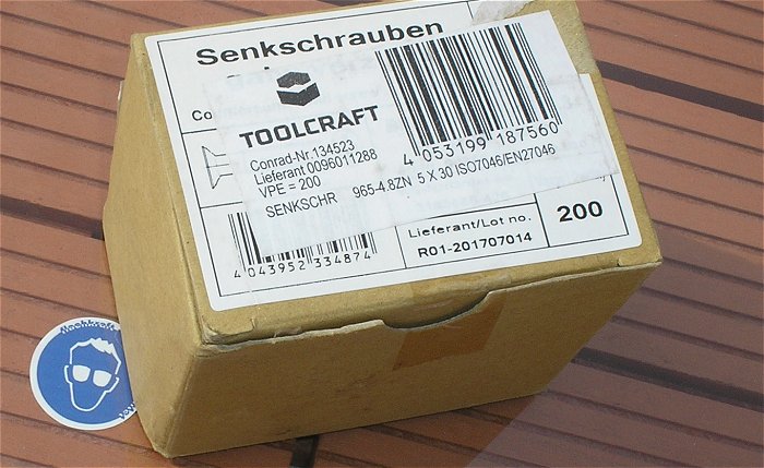 hq3 ca 200x Gewindeschraube M5 x 30mm Senkkopf Kreuzschlitz verzinkt EAN 4053199187560