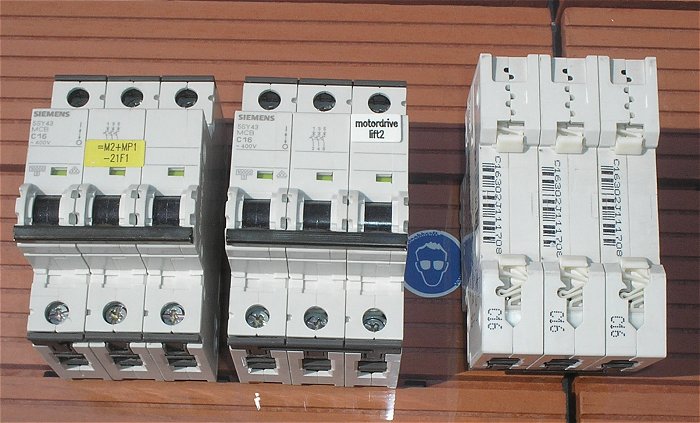 hq1 Leitungsschutzschalter LS Automat Sicherung C16 A Ampere 3polig Siemens 5SY43