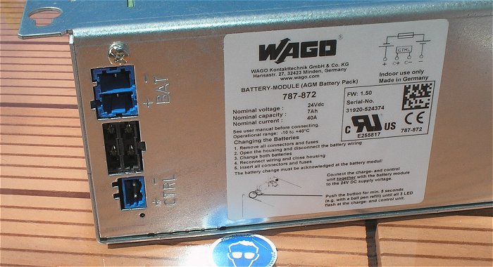 hq1 UPS Batteriemodul 24V Volt DC ohne Blei Akkus Wago 787-872