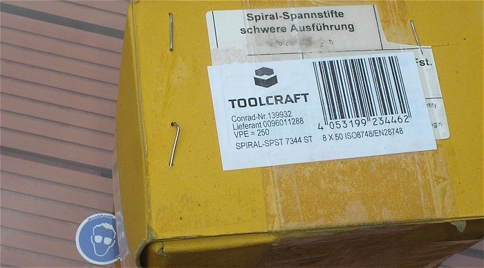 hq3 ca 250x Spiral Spannstifte 8x50 mm Stahl Toolcraft EAN 4053199234462