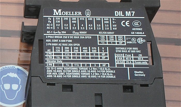 hq3 Schütz 24V Volt DC 3S + 1S Schließer 400V 4kW Moeller DILM DIL M 7-10