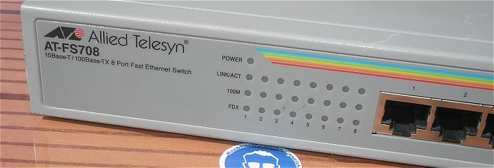 hq2 Fast Ethernet Switch RJ45 8 Port IP 10Base-T 100Base TX Allied Telesyn AT-FS708