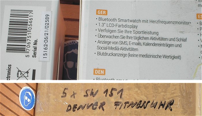 hq11 5x Smartwatch Sportuhr Fitnessuhr USB Bluetooth BT Denver SW-151 EAN 5706751054617