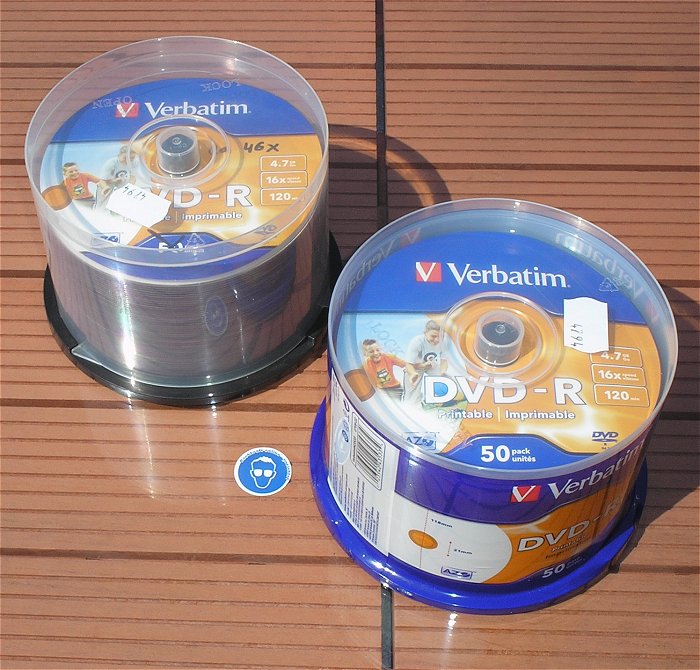 hq ca 96x DVD-R DVDR Rohlinge 16x 4,7GB 50er Spindel Verbatim 43533 023942435334