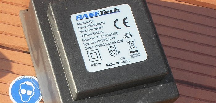 hq5 Trafo Transformator 230V Volt AC auf 12V AC 6A Ampere 72W 1543972 EAN 4016139187235