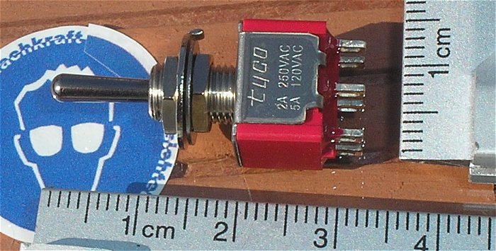hq2 4x Mini Taster Kipptaster Schalter nicht rastend max. 250V AC 2A 2x ON-OFF-ON Tyco