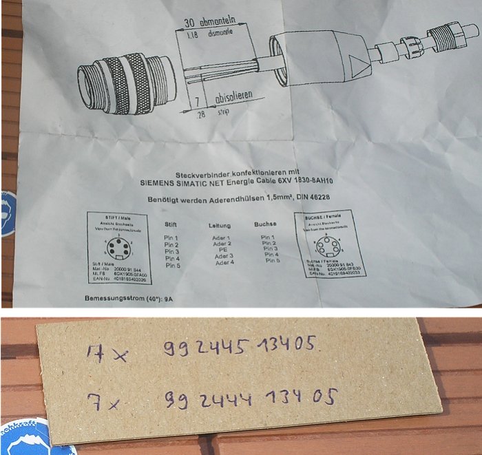 hq6 1x Stecker männlich Siemens Simatic 99244513405 + 1x Buchse weiblich 99244413405