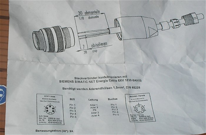 hq4 Stecker Steckverbinder male männlich Siemens Simatic Energie 99244513405