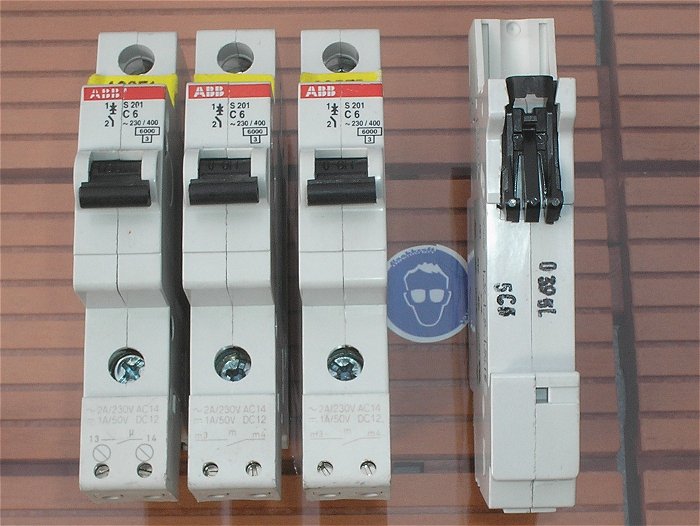 hq1 10x Leitungsschutzschalter LS Automat Sicherung C6 A Ampere 1polig + Hilfskontakt