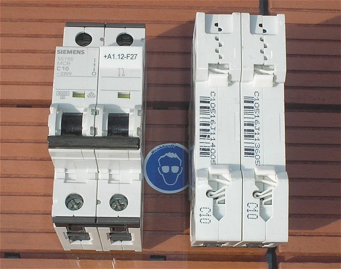 hq1 Leitungsschutzschalter LS Automat Sicherung C10 A Ampere 2polig Siemens 5SY65