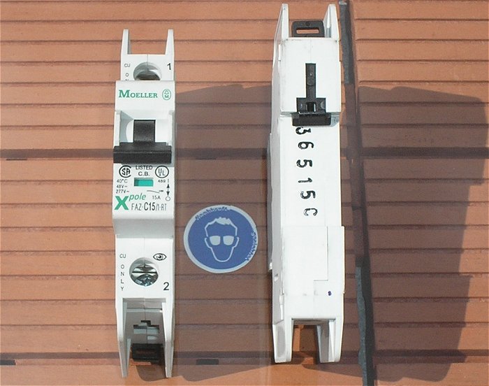 hq1 2x Leitungsschutzschalter LS Automat Sicherung C15 A Ampere 1polig Moeller FAZ