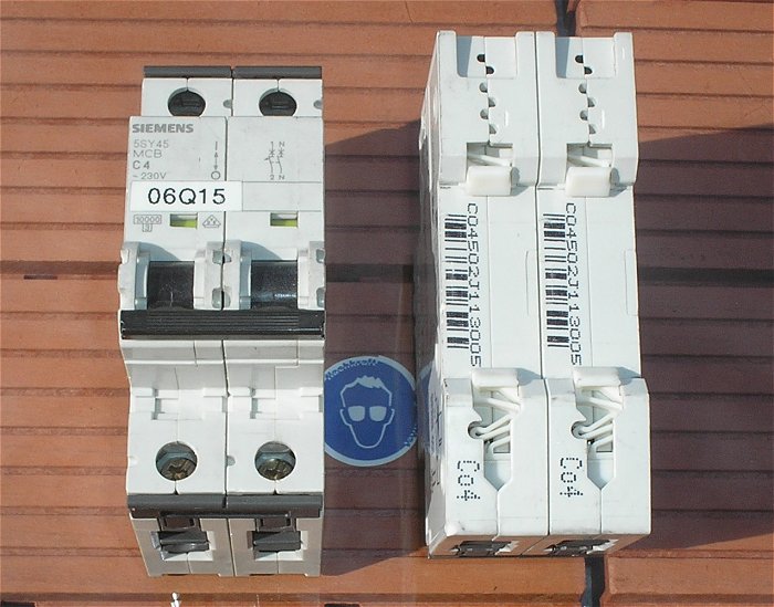 hq1 Leitungsschutzschalter LS Automat Sicherung C4 A Ampere 2polig Siemens 5SY45